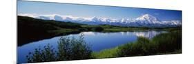Mount McKinley and Alaska Range, Lake Reflection, Green Hills, Denali National Park, Alaska, USA-null-Mounted Photographic Print