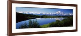 Mount McKinley and Alaska Range, Lake Reflection, Green Hills, Denali National Park, Alaska, USA-null-Framed Photographic Print