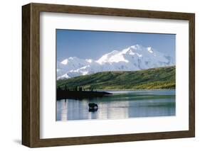 Mount Mckinley and Feeding Moose-Darrell Gulin-Framed Photographic Print