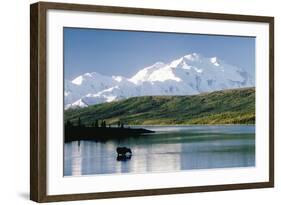 Mount Mckinley and Feeding Moose-Darrell Gulin-Framed Photographic Print