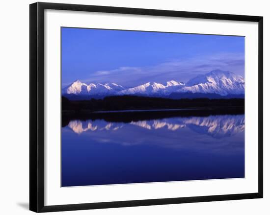 Mount Mckinley from Reflection Lake, Denali National Park, Alaska, USA-John Warburton-lee-Framed Photographic Print