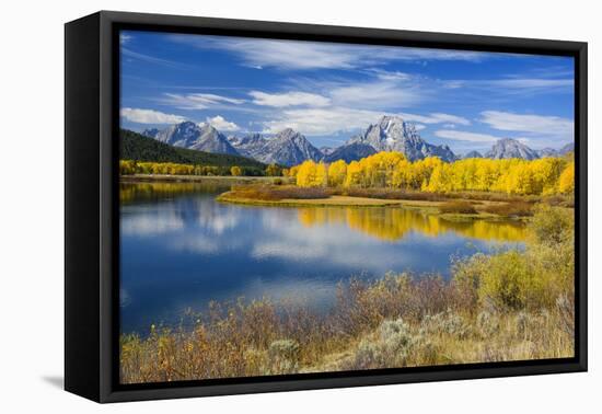 Mount Moran and the Teton Range from Oxbow Bend, Snake River, Grand Tetons National Park, Wyoming-Gary Cook-Framed Stretched Canvas