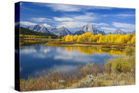 Mount Moran and the Teton Range from Oxbow Bend, Snake River, Grand Tetons National Park, Wyoming-Gary Cook-Stretched Canvas