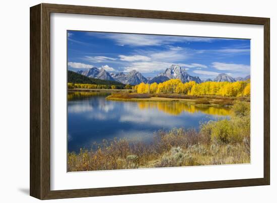 Mount Moran and the Teton Range from Oxbow Bend, Snake River, Grand Tetons National Park, Wyoming-Gary Cook-Framed Photographic Print