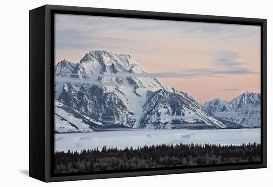 Mount Moran at Dawn in the Winter-James Hager-Framed Stretched Canvas