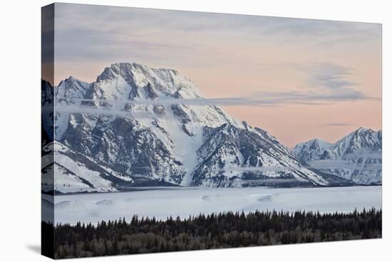 Mount Moran at Dawn in the Winter-James Hager-Stretched Canvas