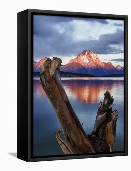 Mount Moran at Jackson Lake from Jackson Lake Dam in Grand Teton National Park, Wyoming-Melissa Southern-Framed Stretched Canvas