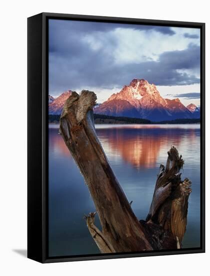 Mount Moran at Jackson Lake from Jackson Lake Dam in Grand Teton National Park, Wyoming-Melissa Southern-Framed Stretched Canvas