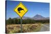 Mount Ngauruhoe with Kiwi Crossing Sign-Stuart-Stretched Canvas