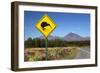 Mount Ngauruhoe with Kiwi Crossing Sign-Stuart-Framed Photographic Print
