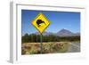 Mount Ngauruhoe with Kiwi Crossing Sign-Stuart-Framed Photographic Print