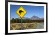 Mount Ngauruhoe with Kiwi Crossing Sign-Stuart-Framed Photographic Print