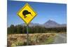 Mount Ngauruhoe with Kiwi Crossing Sign-Stuart-Mounted Photographic Print