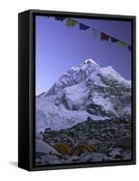 Mount Nuptse from Everest Base Camp, Nepal-Michael Brown-Framed Stretched Canvas