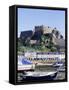 Mount Orgueil Castle and Harbour, Gorey, Grouville, Jersey, Channel Islands, United Kingdom-Neale Clarke-Framed Stretched Canvas