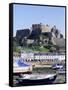 Mount Orgueil Castle and Harbour, Gorey, Grouville, Jersey, Channel Islands, United Kingdom-Neale Clarke-Framed Stretched Canvas