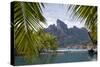 Mount Otemanu As Seen Through Palm Fronds At The Four Seasons Bora Bora. French Polynesia-Karine Aigner-Stretched Canvas