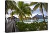 Mount Otemanu In The Distance Of The Over Water Bungalows At The Four Seasons Bora Bora-Karine Aigner-Stretched Canvas