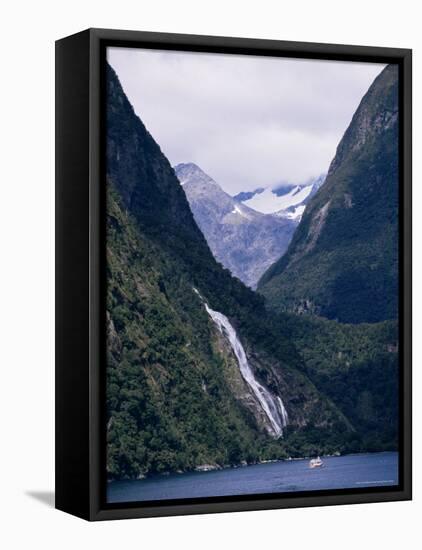 Mount Pembroke, Harrison Cove, Bowen Falls, Milford Sound, Otago, South Island, New Zealand-Ken Gillham-Framed Stretched Canvas