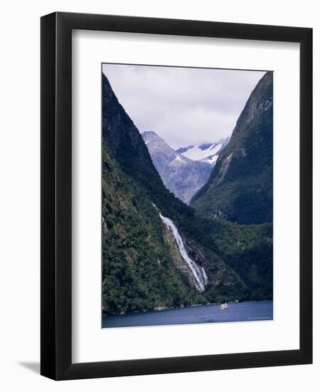 Mount Pembroke, Harrison Cove, Bowen Falls, Milford Sound, Otago, South Island, New Zealand-Ken Gillham-Framed Photographic Print