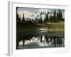 Mount Rainier and One of the Reflection Lakes, 1917-Ashael Curtis-Framed Giclee Print