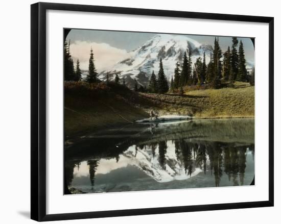 Mount Rainier and One of the Reflection Lakes, 1917-Ashael Curtis-Framed Giclee Print