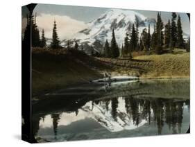 Mount Rainier and One of the Reflection Lakes, 1917-Ashael Curtis-Stretched Canvas