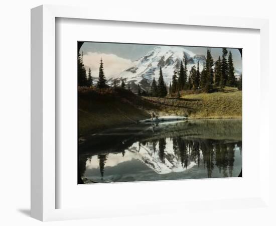 Mount Rainier and One of the Reflection Lakes, 1917-Ashael Curtis-Framed Giclee Print