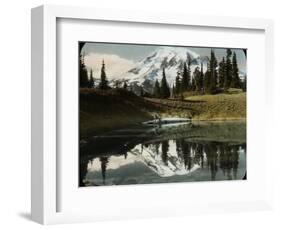 Mount Rainier and One of the Reflection Lakes, 1917-Ashael Curtis-Framed Giclee Print