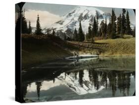 Mount Rainier and One of the Reflection Lakes, 1917-Ashael Curtis-Stretched Canvas