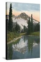 'Mount Rainier and Reflection Lake', c1916-Asahel Curtis-Stretched Canvas