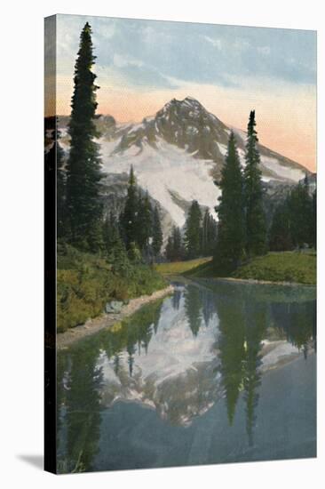 'Mount Rainier and Reflection Lake', c1916-Asahel Curtis-Stretched Canvas