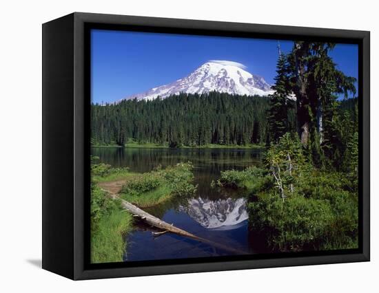 Mount Rainier and Reflection Lake-Terry Eggers-Framed Stretched Canvas