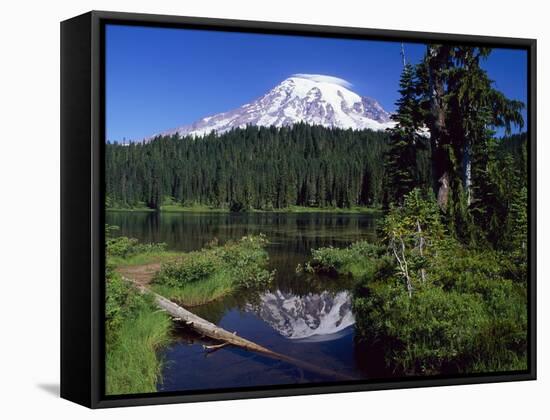 Mount Rainier and Reflection Lake-Terry Eggers-Framed Stretched Canvas