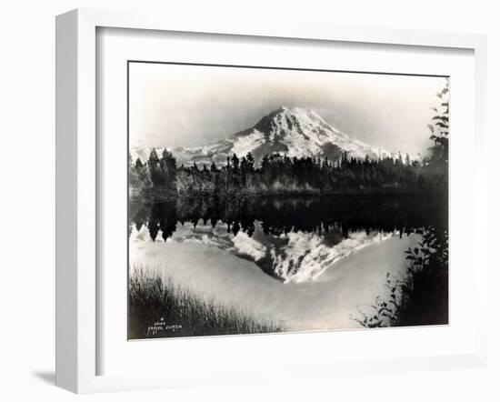 Mount Rainier From Spanaway Lake, 1922-Asahel Curtis-Framed Giclee Print