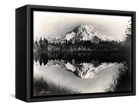 Mount Rainier From Spanaway Lake, 1922-Asahel Curtis-Framed Stretched Canvas