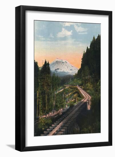 'Mount Rainier from the C. M. & P. S. R. R.', c1916-Asahel Curtis-Framed Premium Photographic Print