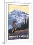 Mount Rainier, Hiker-Lantern Press-Framed Art Print