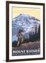 Mount Rainier, Hiker-Lantern Press-Framed Art Print