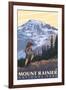 Mount Rainier, Hiker-Lantern Press-Framed Art Print