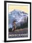 Mount Rainier, Hiker-Lantern Press-Framed Art Print