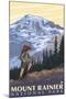 Mount Rainier, Hiker-Lantern Press-Mounted Art Print
