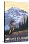 Mount Rainier, Hiker-Lantern Press-Stretched Canvas