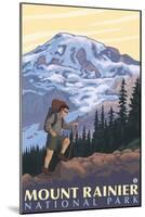 Mount Rainier, Hiker-Lantern Press-Mounted Art Print