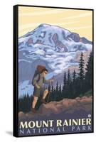 Mount Rainier, Hiker-Lantern Press-Framed Stretched Canvas