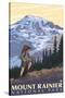 Mount Rainier, Hiker-Lantern Press-Stretched Canvas