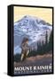 Mount Rainier, Hiker-Lantern Press-Framed Stretched Canvas