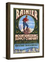 Mount Rainier - Mountaineering Supply Company-Lantern Press-Framed Art Print