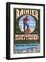 Mount Rainier - Mountaineering Supply Company-Lantern Press-Framed Art Print