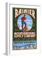 Mount Rainier - Mountaineering Supply Company-Lantern Press-Framed Art Print